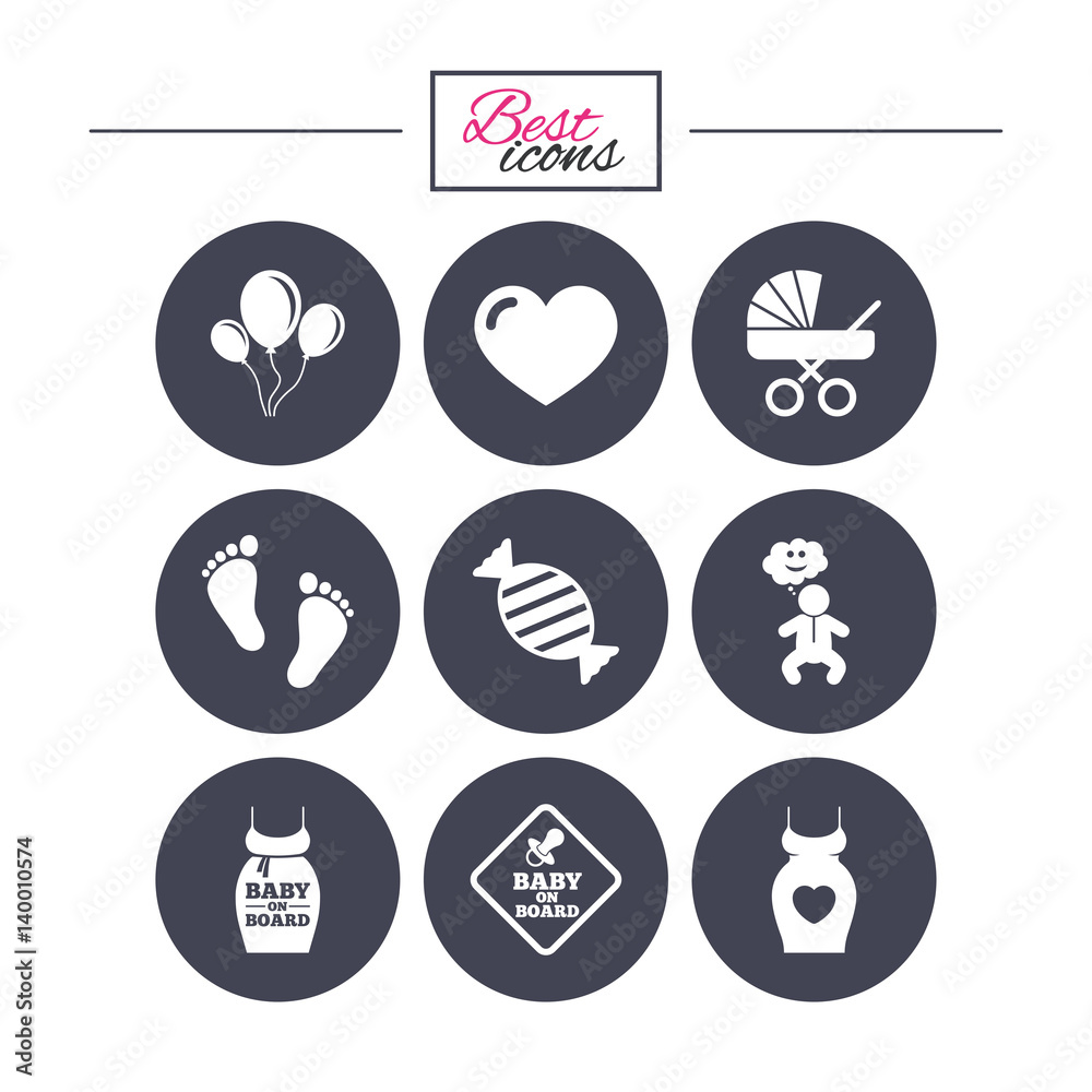 Naklejka Pregnancy, maternity and baby care icons.
