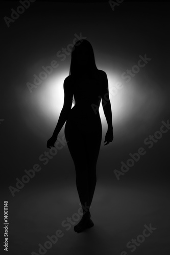 Black and white silhouette of cute young girl © BGStock72