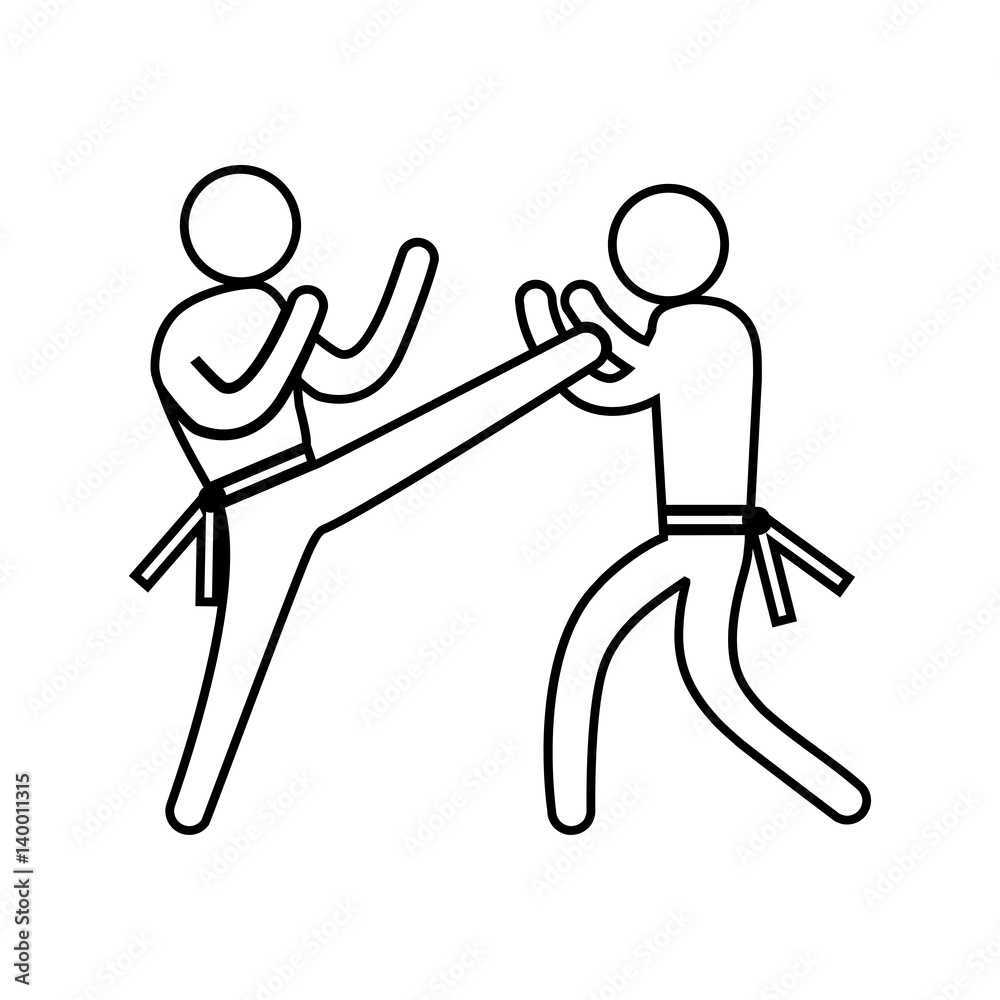 eps 10 vector thin line Karate sport icon. Summer sport activity pictogram for web, print, mobile. Black athlete sign isolated on gray. Hand drawn competition symbol. Graphic design clip art element eps 10 vector thin line Karate sport icon. Summer sport activity pictogram for web, print, mobile. Black athlete sign isolated on gray. Hand drawn competition symbol. Graphic design clip art element