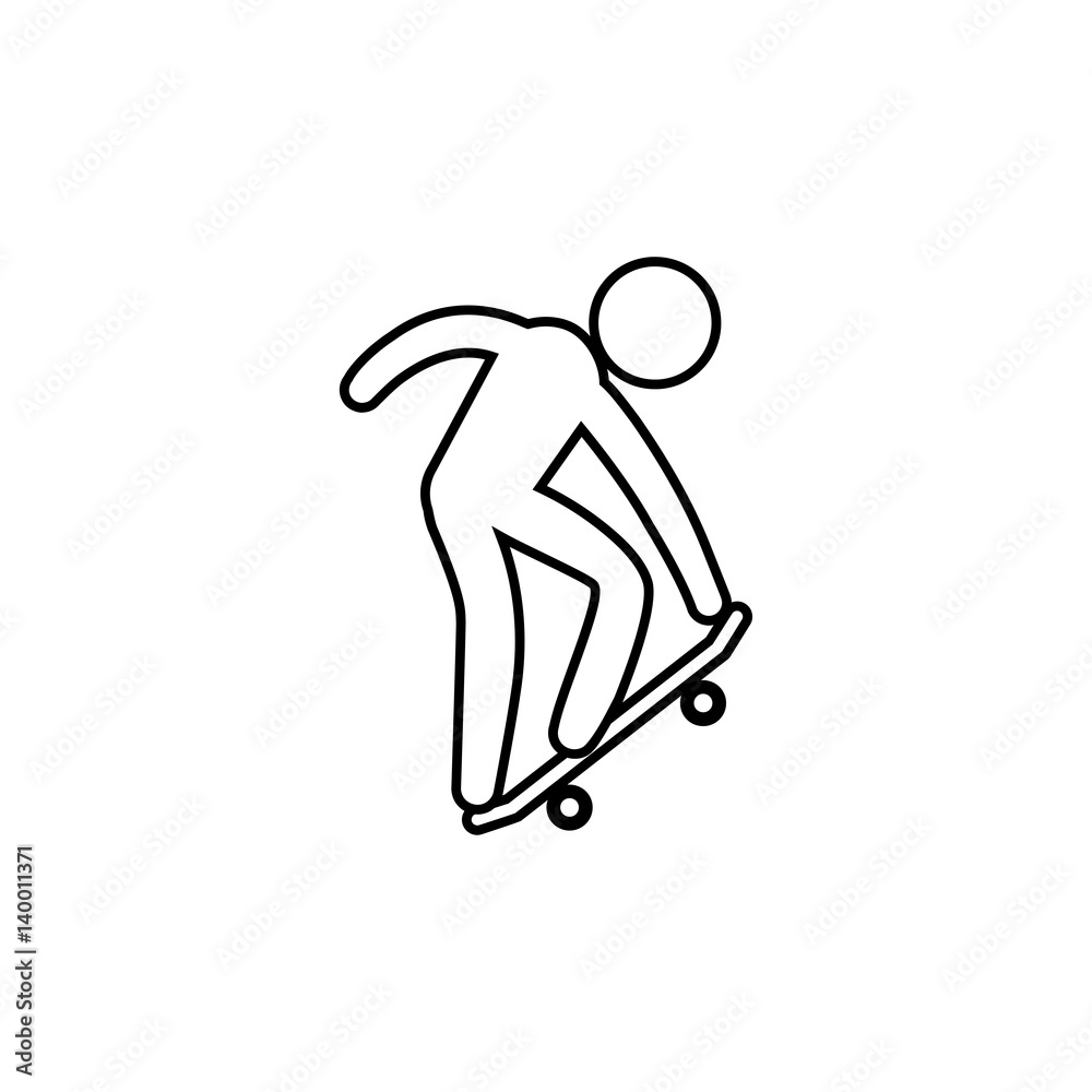 eps 10 vector thin line Skateboarding sport icon. Summer sport activity pictogram for web, print, mobile. Black athlete sign isolated on gray. Hand drawn competition symbol. Graphic design clip art eps 10 vector thin line Skateboarding sport icon. Summer sport activity pictogram for web, print, mobile. Black athlete sign isolated on gray. Hand drawn competition symbol. Graphic design clip art