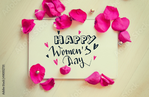 International Women's Day vintage composition of greeting note with lettering