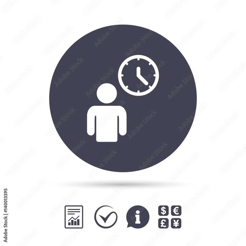 Person waiting sign icon. Time symbol. Person waiting sign icon. Time symbol.