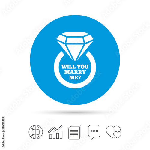 Marry me ring sign icon. Engagement symbol.