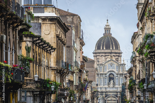Obraz na plátně Catania Cathedral in Catania on the island of Sicily, Italy