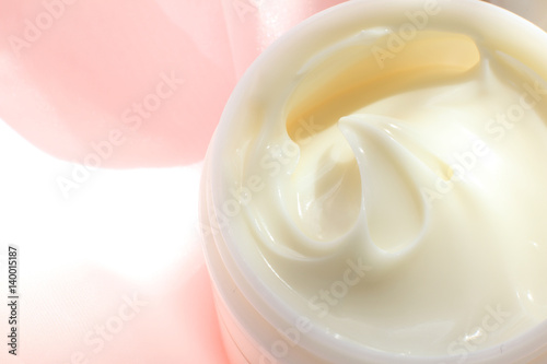 white facial cream in plastic bottle for beauty background image