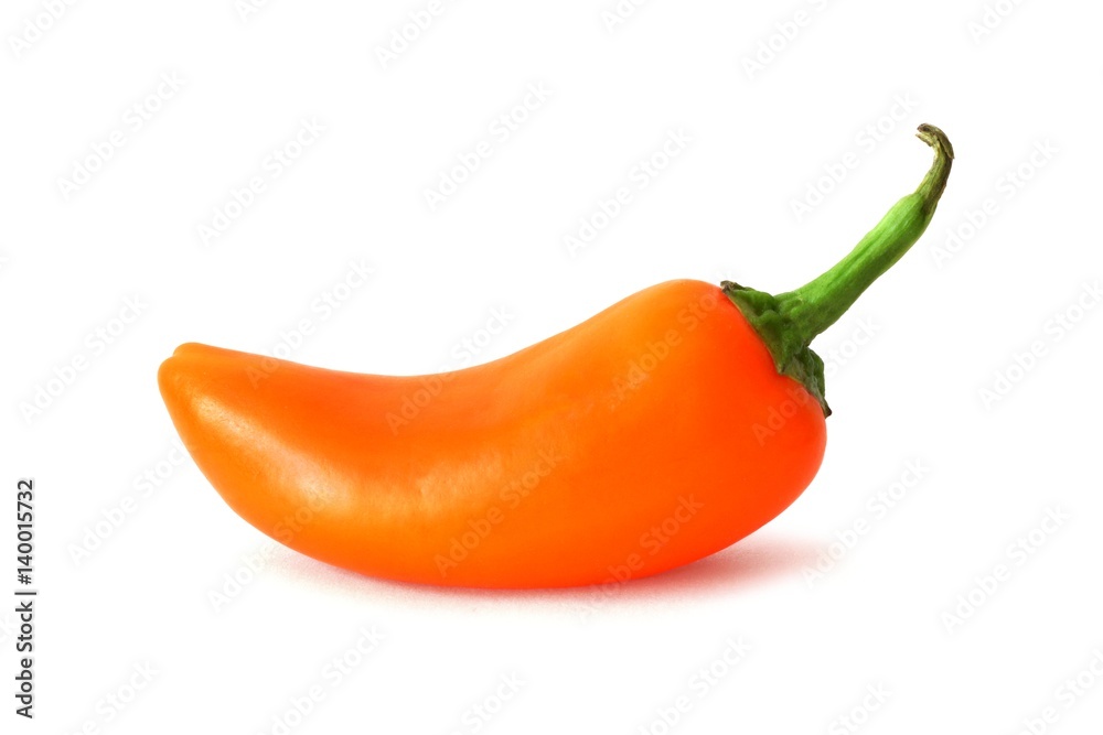Single orange mini sweet pepper isolated on a white background Single orange mini sweet pepper isolated on a white background