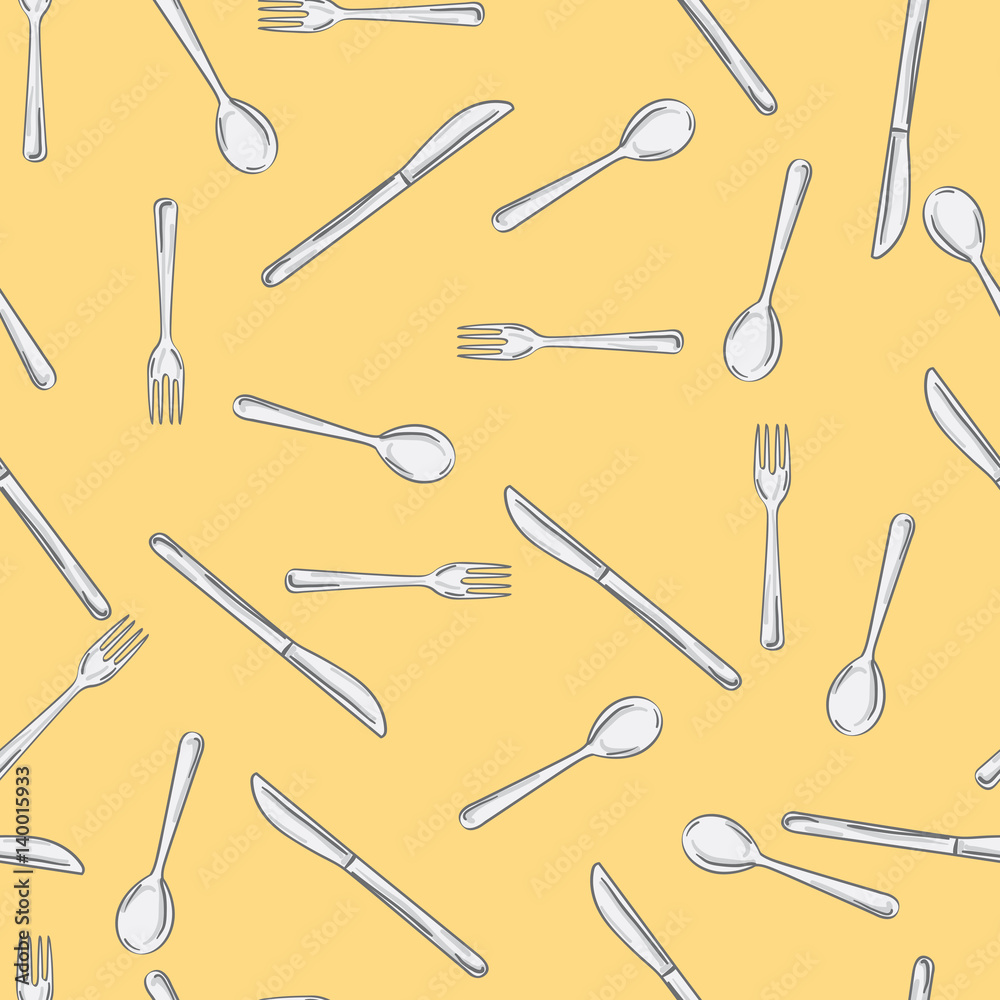 pattern Cutlery spoon knife drawing graphic  design illustrate