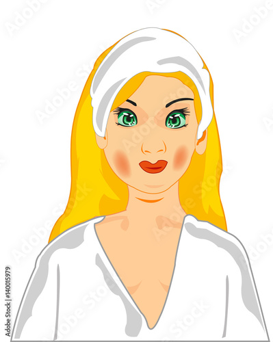 Making look younger girl in robe