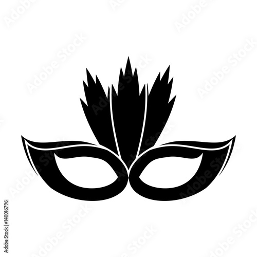 carnival mask with feathers pictogram vector illustration eps 10