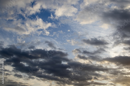 Beautiful clouds at sunset, improbable sky