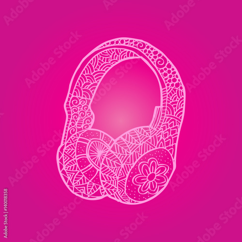 Hand drawn decorative headphones illustration.