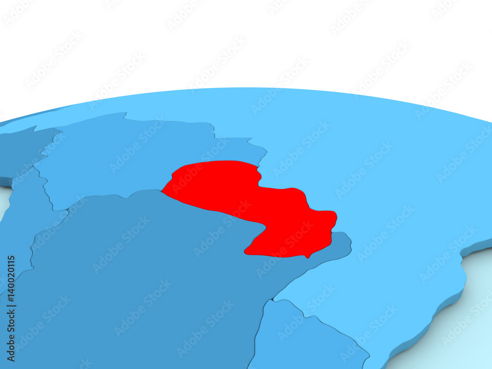 Fototapeta premium Paraguay on blue globe