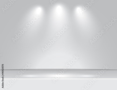 Spotlight gray light rays room studio background vector