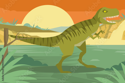 hungry velociraptor in the jungle