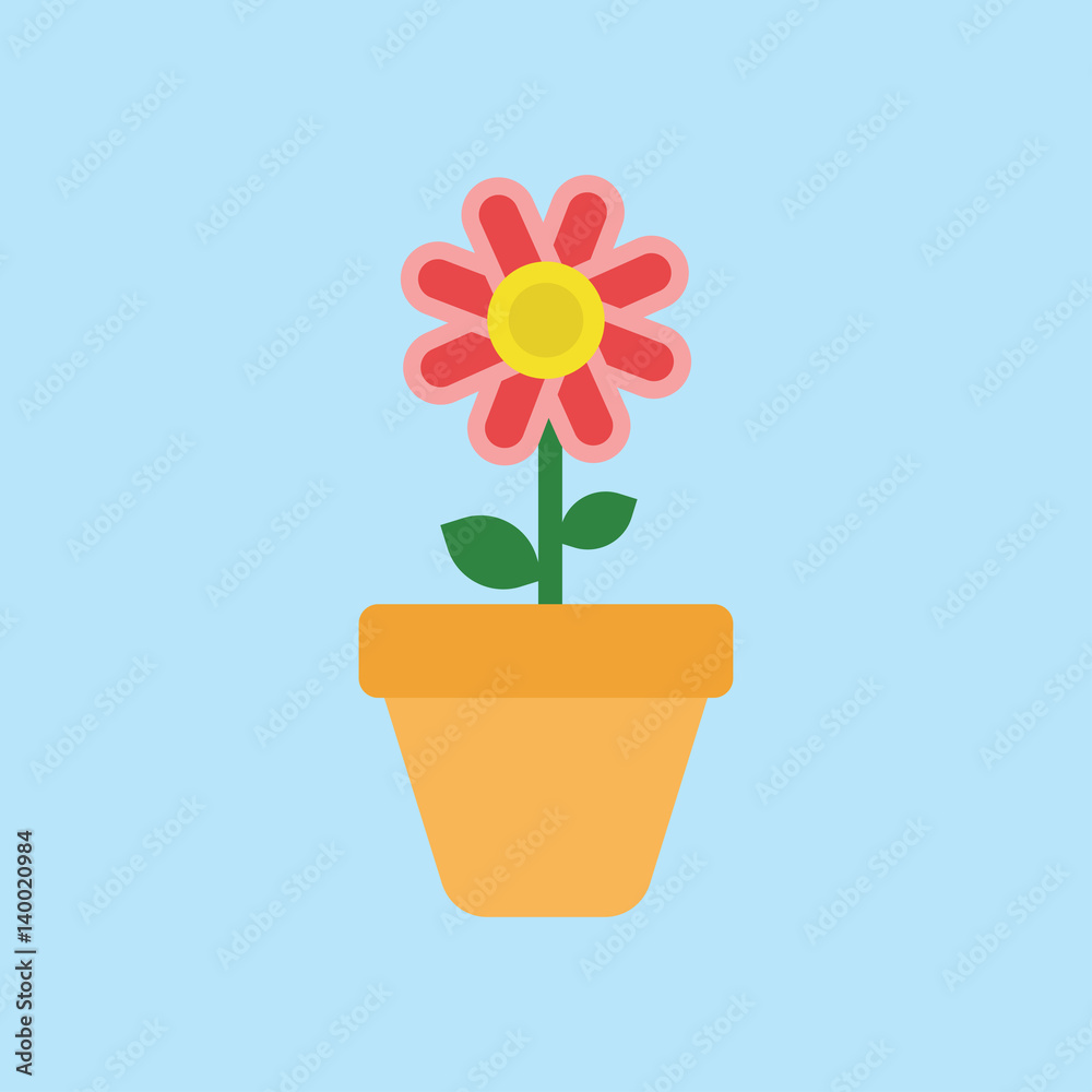 Flower in pot icon isolated on white background