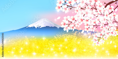 桜　富士山　春　背景