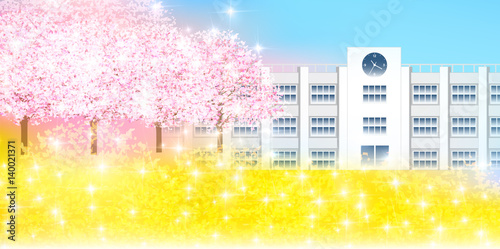 桜　学校　春　背景