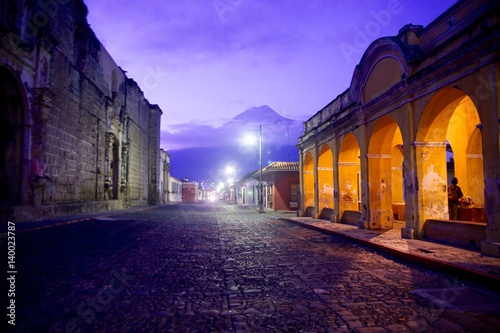 volcano antigua Guatemala streets