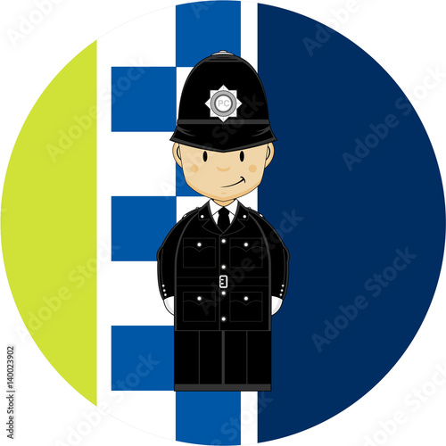 Cute Cartoon British Police Officer