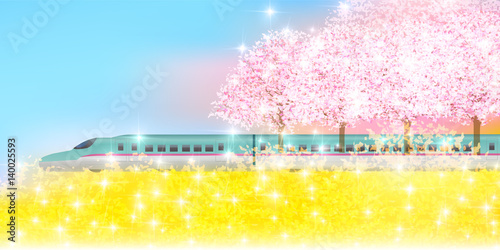 桜　新幹線　春　背景
