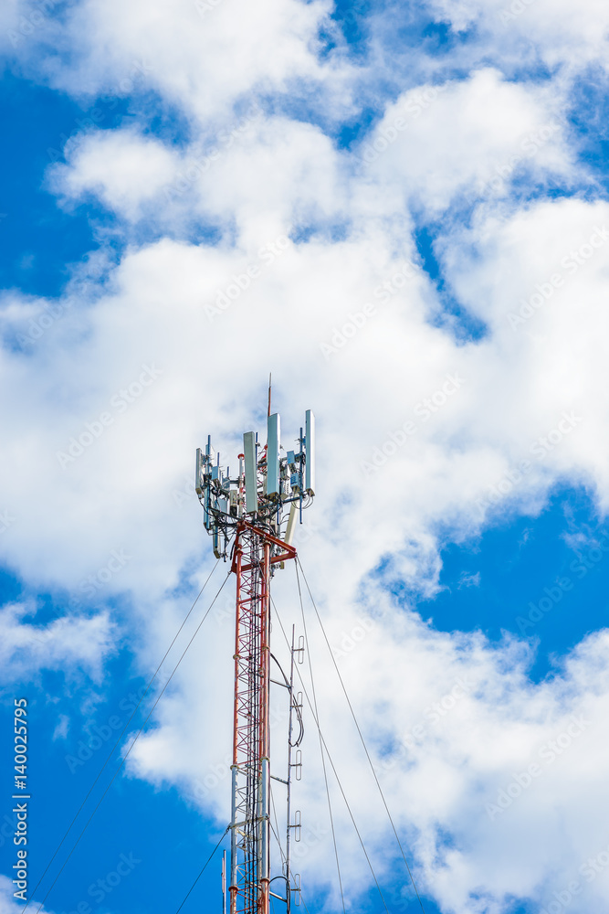 Telecommunication tower blue sky
