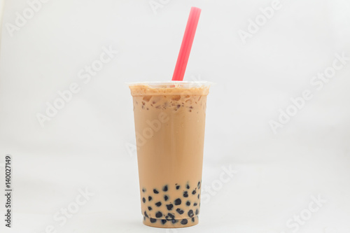 isolate bubble Ice milk tea, Ice milk tea on the white background