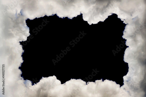 Frame clouds isolated over black.