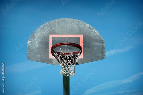 outdoor metal basketball hoop and backboard