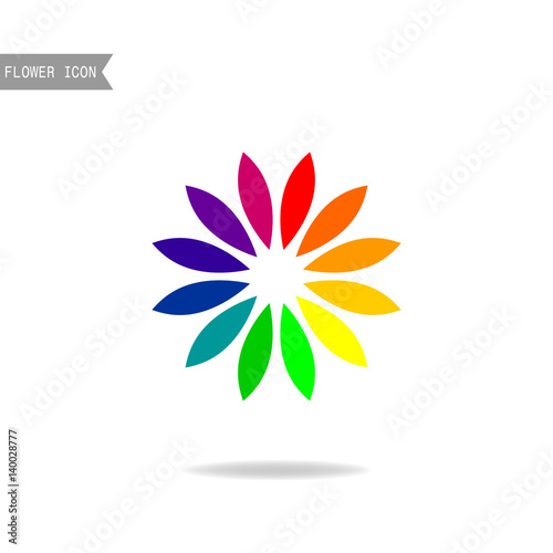 Logo of the flower  colors of the rainbow  floral icon isolated on a white background. Vector illustration