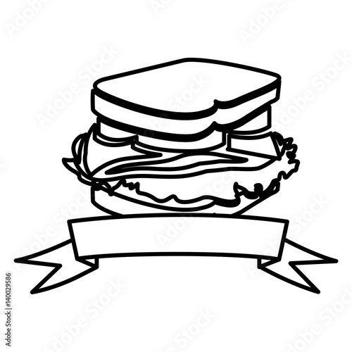figuresandwich fast food with ribbon icon, vector illustraction design