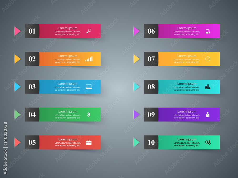 Infographic design. List of 10 items. Infographic design. List of 10 items.