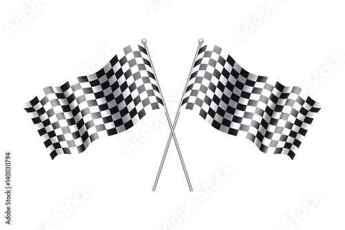 Rippled black and white crossed Checkered Flag