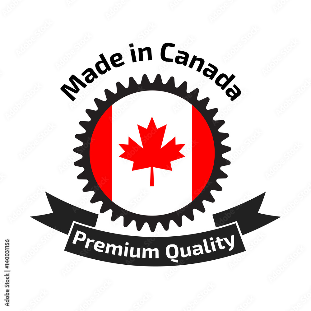 Made in Canada banner, flag red maple leaf. Made in Canada banner, flag red maple leaf.