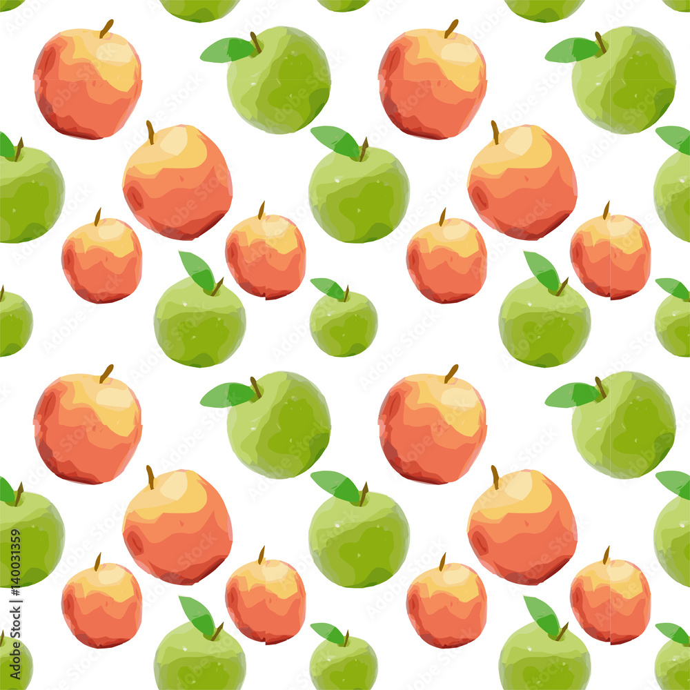Green and red apples seamless pattern on white Green and red apples seamless pattern on white