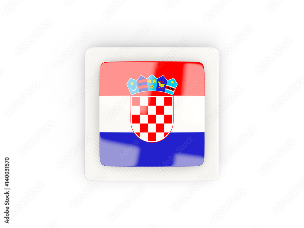 Naklejka premium Square carbon icon with flag of croatia