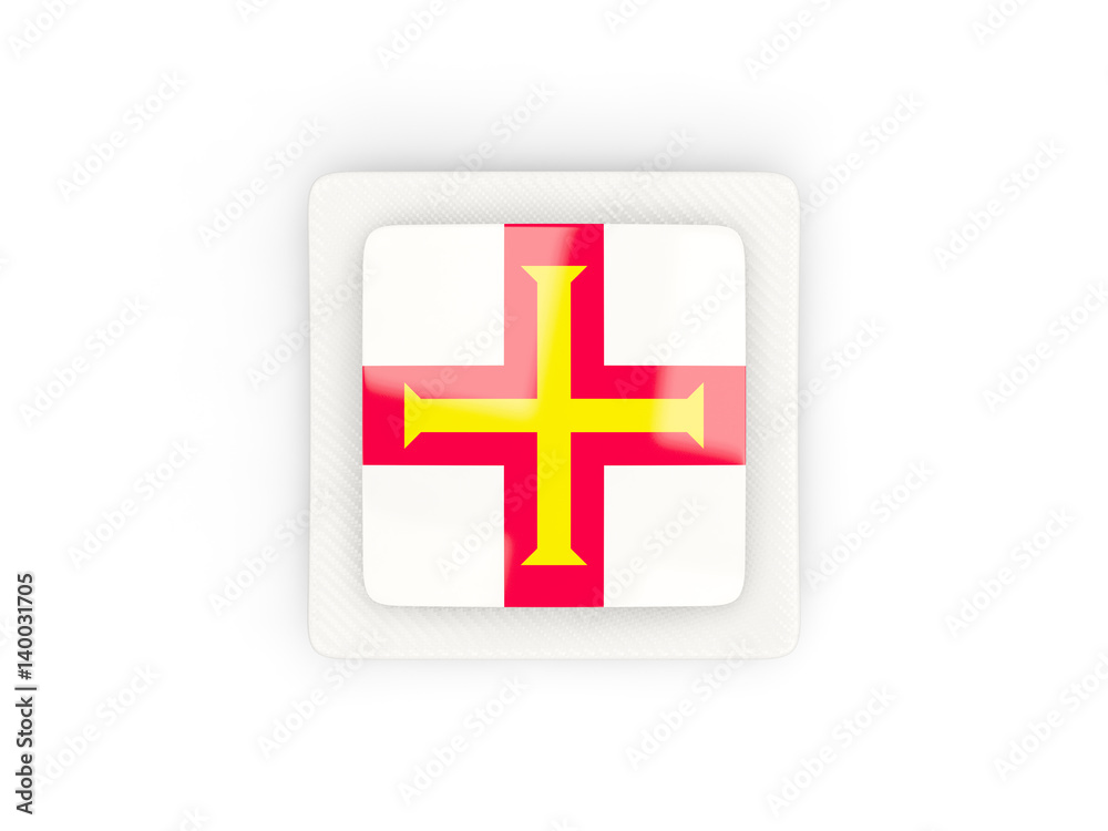Fototapeta premium Square carbon icon with flag of guernsey