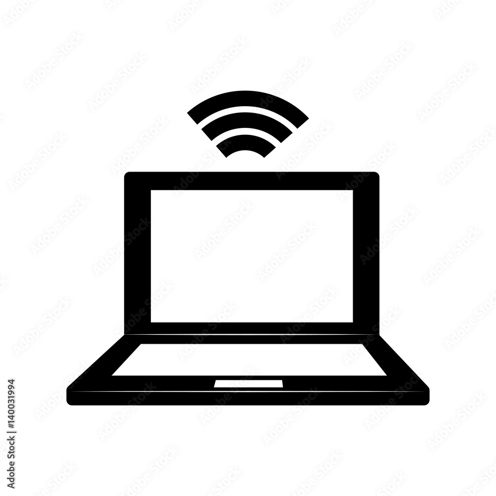 Laptop connected to wifi icon vector illustration graphic design Laptop connected to wifi icon vector illustration graphic design