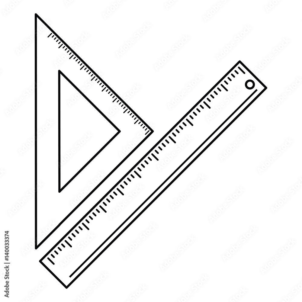 triangle ruler measuring school thin line vector illustration eps 10