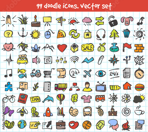vector doodle icons set