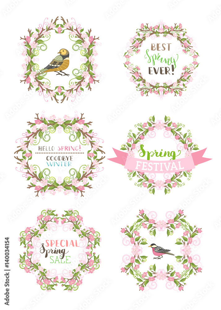 Vector spring ornate frames isolated on white background. Vector spring ornate frames isolated on white background.