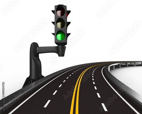traffic light on white back...