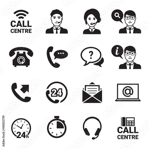 Call center icons set