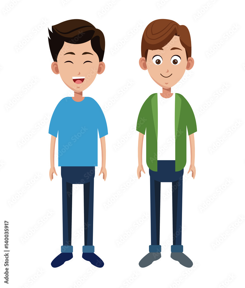 two boy different family vector illustration eps 10