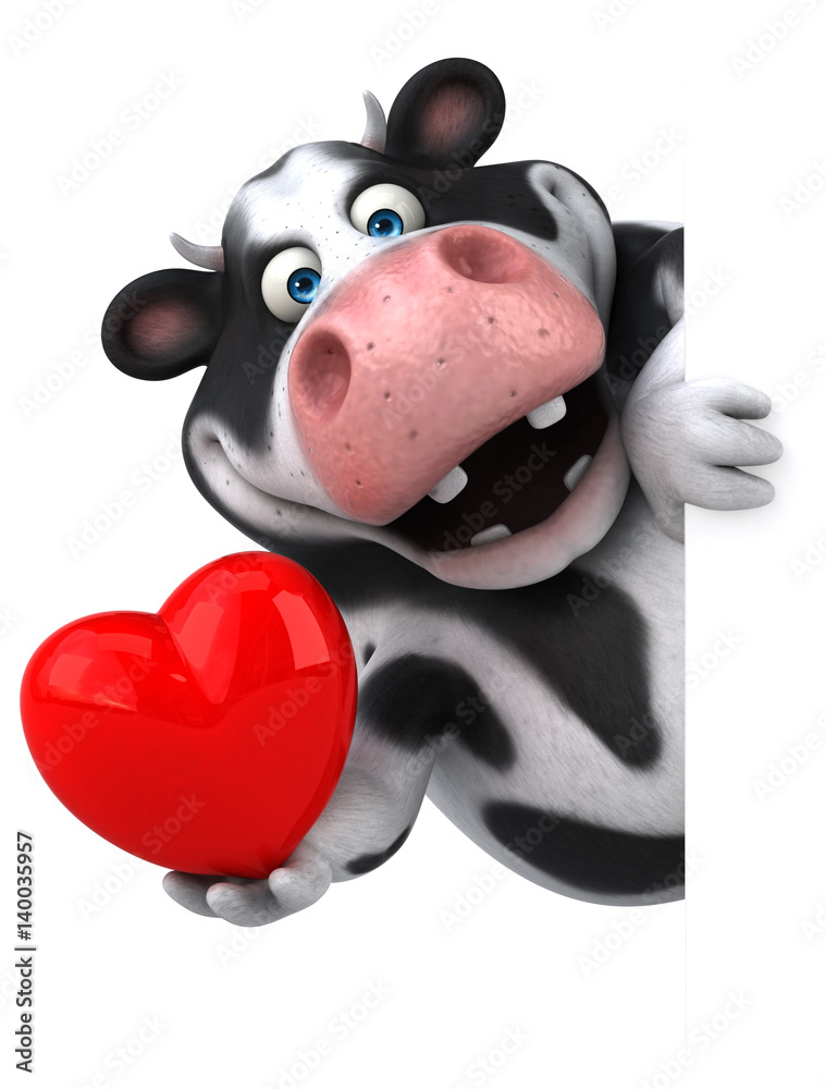 Naklejka premium Fun cow - 3D Illustration