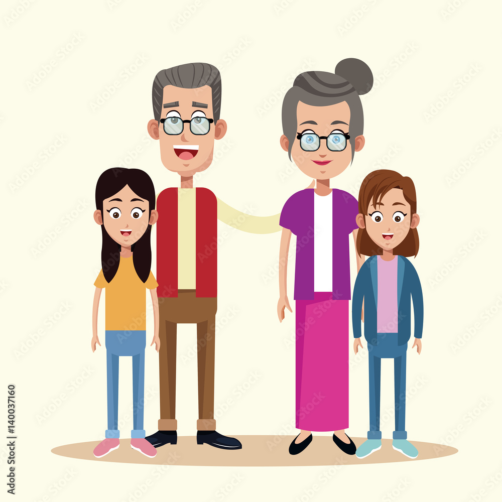 Obraz premium grandparents with grandchild image vector illustration eps 10