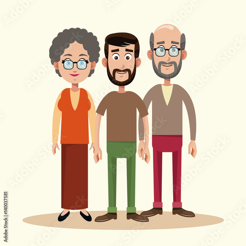 father with grandparents family vector illustration eps 10