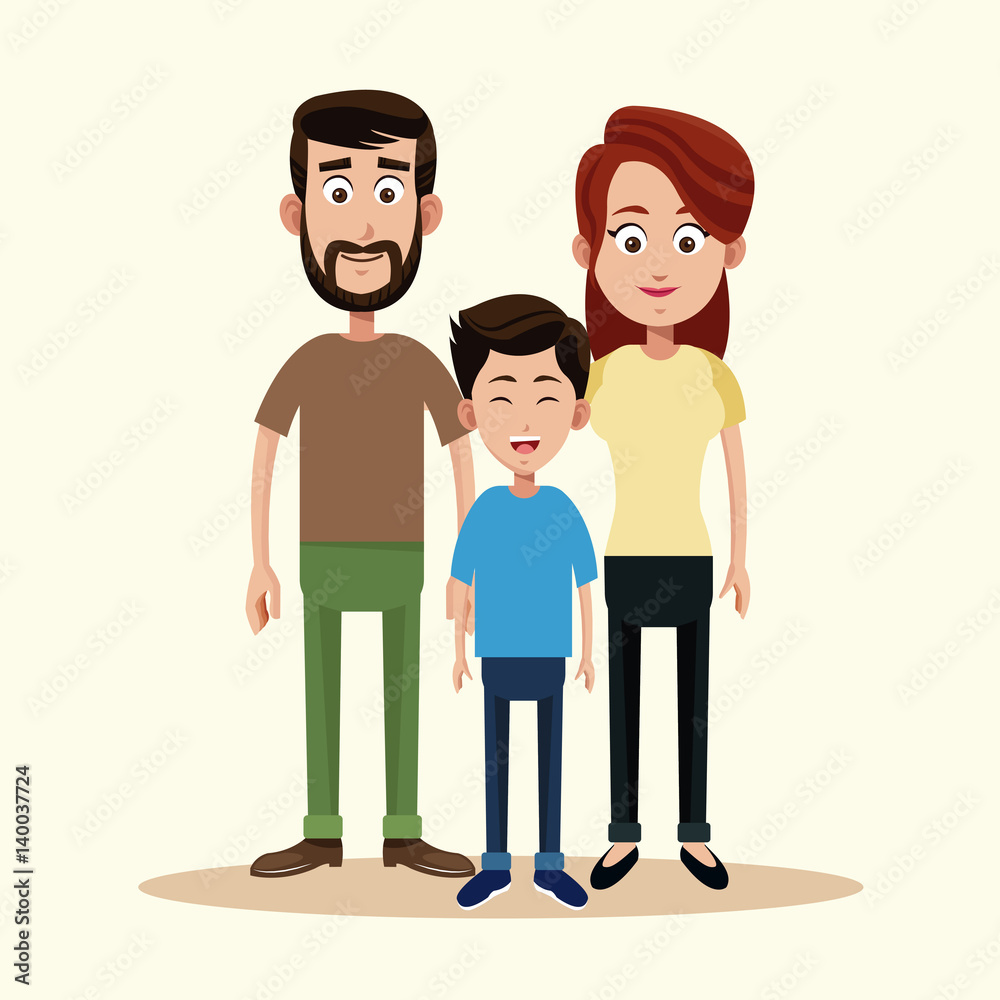 father mother and son family vector illustration