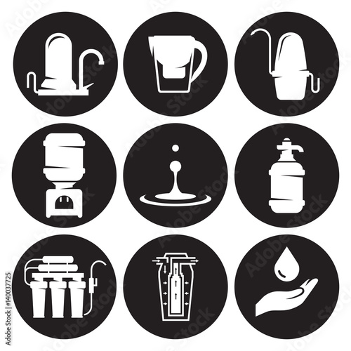 Water treatment  filter icons set