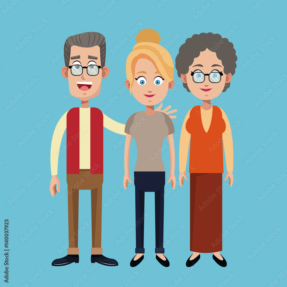 grandparents and mother family image vector illustration eps 10