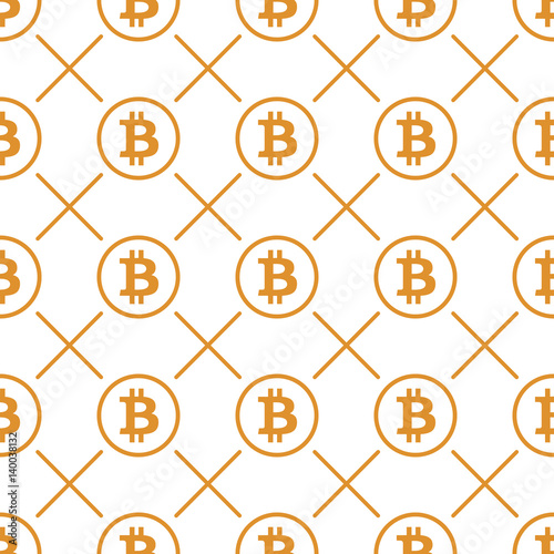 Bitcoin on white background seamless pattern texture